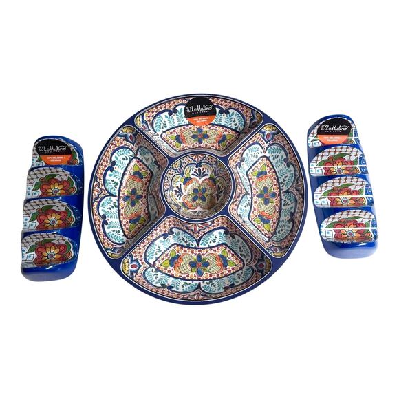 NEW Il Mulino Melamine TACO FIESTA SET 15" Divided Bowl & 2 Holders 4 Tacos Each - Picture 6 of 11